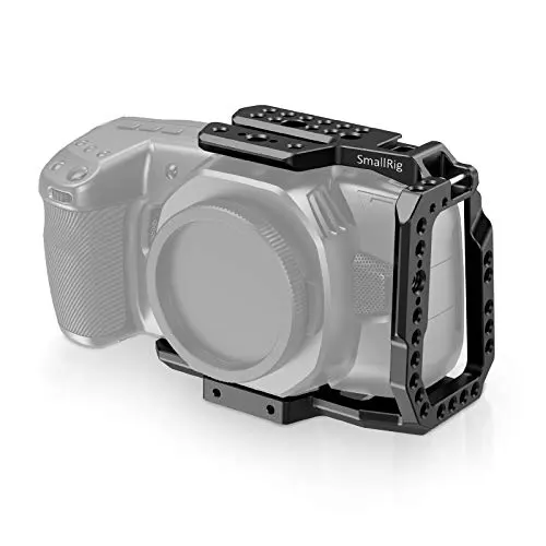 (New Version) SMALLRIG BMPCC 4K/6K Half Cage Compatible with Blackmagic Pocket Cinema Camera 4K/6K, Half Cage with Anti-twist Mechanism and Built-in NATO Rails - CVB2254B